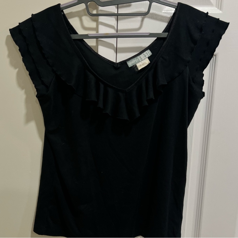 Women’s Black Ruffled Blouse